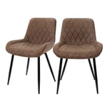 ML-Design 2 matstolar, med rygg och armstöd, bruna, PU-läder