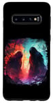 Coque pour Galaxy S10 Deux bigfoot rouge bleu faceoff forêt sasquatch yeti cool art