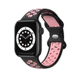 Fabstrap Compatible avec le bracelet Apple Watch 38 mm, 40 mm, 41 mm, bracelet de rechange compatible avec iWatch Series 7 (41 mm) SE Series 6/5/4 (40 mm), Series 3/2/1 (38 mm), noir et rose,