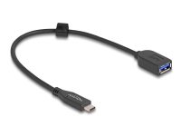 Delock - USB-kabel - 24 pin USB-C (hane) till USB (hona) - 25 cm - upp till 10 Gbps dataöverföringshastighet, guldpläterade kontakter - svart