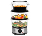 Salter 3-Tier Food Steamer Electric Healthy Cooking Rice Meat Vegetables 7.5L