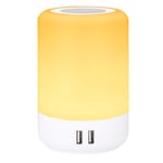 USB Table Lamp, Simple Smart Touch Bedside Lamps, 4 USB Charging Ports, RGB dimmable Room Lights, Small Night lamp, LED Colour Changing Desk Light Yicheng-ele