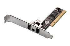 Digitus Firewire A, PCI Card Carte et Adaptateur d'interface - Accessoire PCI Card, PCI, Via VT6306, Noir, 400 Mbit/s, avec Fil, Win 2000, XP, Vista