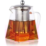 500ML Borosilikatglas Te-kanna, Löst Blad Te-kannor med Infuser, Kvadratisk Te-kanna med Sil, Spis och Mikrovågsugn Säker Te-kanna för 2 Square Shape 500ML