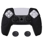 playvital Mecha Edition Black Ergonomic Soft Controller Silicone Case Grips for ps5, Rubber Protector Skins with Thumbstick Caps for ps5 Controller – Compatible with Charging Station