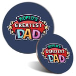 Mouse Mat & Coaster Set - World's Greatest Dad Father's Day 20 cm & 9 cm for Computer & Laptop, Office, Non-slip Base #8694