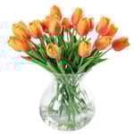10 st PU Real Touch Latex Konstgjorda Tulpaner Falska Tulpaner Blommor Buketter Blomsterarrangemang för Hemrum Bröllopsbukett Fest Dekor Orange red