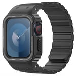 Dux Ducis OA Series - Apple Watch 9/8/7/6/5/4/3/2/1/SE -45/44/42mm - Magentisk silikone urrem med cover - Sort