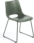Zahara, Spisebordsstol, moderne, læder by Kave Home (H: 78 cm. B: 49 cm. L: 55 cm., Grøn/Sort)