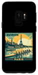 Coque pour Galaxy S9 Paris Rowing Retro Seine River Scène The Games
