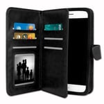 PH26® Folio fodral för Ulefone Power 2 plånboksformat i svart ekoläder med dubbel invändig korthållarflik,