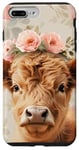 iPhone 7 Plus/8 Plus Spring, Highland Cow | Elegant Highland Cow, Floral Pastel Case