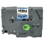 vhbw 1x Ruban compatible avec Brother PT P900W, P950NW, P950W, P750W, P900, P900NW imprimante d'étiquettes 12mm Noir sur Bleu, flexible