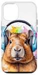 iPhone 12/12 Pro Capybara Headphones Capy Colorful Animal Art Print Graphic Case