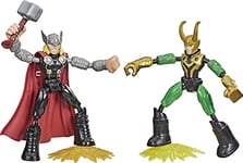 Marvel Avengers Bend and Flex Thor Vs. Loki Action Figure Toys, 6-Inch Flexible Figures, Includes 2 Accessories, Ages 4 And Up Multicolor, F0245