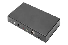 DIGITUS DS-12901 - KVM / audio / USB switch - 4k30hz, usb-c/usb/hdmi in, hdmi out, network - 2 porte