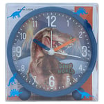 Depesche 12155 Dino World-Réveil pour Enfants en Bleu avec Motif de Chien et de modèle, Horloge silencieuse avec Fonction lumière, Pile Incluse, Multicoloured