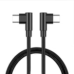 NÖRDIC Vinklet USB-C til vinklet USB-C-kabel 60W for synkronisering og hurtiglading svart 1m