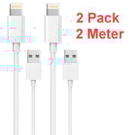 2-Pack 2M Lightning laddare iPhone 13/12/11/ Xs/Max/X/8/7/6/5/SE Vit