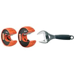 Bahco BAH306PACK Pipe Cutters, Orange, 15mm & 22mm & 9029 170mm 32mm Adjustable Wrench Extra Wide Jaw