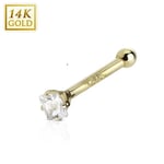 1 Näspiercing i 14 k  Guld med 3mm fyrkantig Cubik zirkon