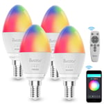 E14 Smart Bulb Group Control Alexa LED Candle Lights with Remote, Music Sync 5W 2700K-6500K RGB Warm Cool White Colour Dimmable, Works with Google Home by AvatarControls App(Upgraded Group Bulb)