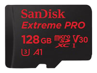 SanDisk Extreme Pro - Carte mémoire flash (adaptateur microSDXC vers SD inclus(e)) - 128 Go - A1 / Video Class V30 / UHS-I U3 - 667x - microSDXC UHS-I