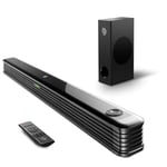 BOMAKER 2.1 Soundbar with Wireless Subwoofer, 150W Soundbar for TV, Deep Bass, 120dB Surround Sound System, Wall Mountable, Optical Input, RCA Cable Included