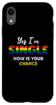 Coque pour iPhone XR Drapeau arc-en-ciel Yes I am Single Now Your Chance Gay Pride