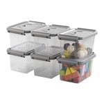 Gitany 6-pack Plastic Small Boxes, Clear Storage Boxes with Lids