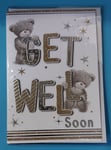 2 X Get Well Soon Card Cards Grey Bear Hope Your Feeling Better Soon