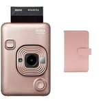 instax hybrid Instant Camera and Printer, Bluetooth, Blush Gold, LiPlay & mini photo album, Blush Pink