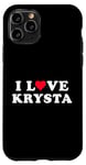 Coque pour iPhone 11 Pro J'aime Krysta, nom correspondant à la petite amie et au petit ami Krysta