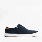 TOMS CARLO Mens Canvas Casual Lace-Up Trainers Low Top Vegan Comfortable Navy