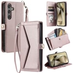 SKALO Samsung S24 FE PU-Läder Envelope Plånboksfodral - Roséguld Rosa guld