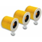 Vhbw - 3x filtre à cartouches compatible avec Kärcher wd 2.200, wd 2500 m, wd 3.200, wd 3.300 m, wd 3.500 p aspirateur