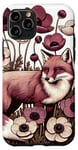 Coque pour iPhone 11 Pro Vintage Red Fox Art Fleurs Anémone Windflower