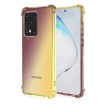 HAOYE Case for Samsung Galaxy S20 Ultra 5G Case, Gradient Color Ultra-Slim Crystal Clear Anti Smudge Silicone Soft Shockproof TPU + Reinforced Corners Protection Phone Cover (Black/Gold)