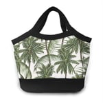Palm Trees Tropical Leaves Women Portable Lunch Bag Tote Bags Insulated Leakproof Thermal Cooler Box for School Work Picnic