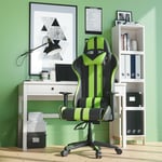 Bigzzia - Fauteuil Gamer Chaise Gaming Ergonomique - Siège Gamer avec appui-tête et oreiller lombaires - Inclinable 90 °-155 ° -Noir et Vert