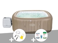 Kit spa gonflable Bestway Lay-Z-Spa Palma carré Hydrojet Pro 5/7 places + Kit traitement brome + Kit de nettoyage