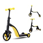 MOIMK 3-In-1 Style Kids Scooters, Adjustable 3 Wheel Glider With Removable Seat Lightweight Scooter for Toddler, Boys and Girls Age 3-12,Yellow