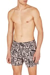 Emporio Armani Men's Graphic Patterns Boxer Short Swim Trunks, Sand/Black, 52