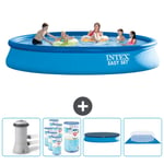 Intex Pyöreä puhallettava Easy Set uima-allas - 457 x 84 cm - Sininen - Sisältää pumpun Suodattimet - Peite - Groundsheet Tarvikkeet Mukaan Lukien CB