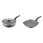 Tower T81202 Cerastone Forged Multi-Pan with Non-Stick Coating and Soft Touch Handles, 28 cm & T80336 Cerastone Induction Grill Pan, Non Stick Ceramic Coating, Easy to Clean