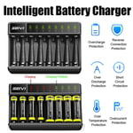 Charger Fast Charging Dock 8 Slot For AA/AAA NiMH Rechargeable Batteries