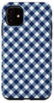 Coque pour iPhone 11 Carreaux carrés vichy bleu à carreaux