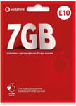 Vodafone SIM Card UK PAYG £10 Bundle 7GB + Unlimited Calls & Texts 30 day bundle
