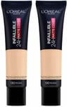2 X New L'Oreal Infallible 24H Matte Cover Foundation 30Ml, 110 Vanilla Rose