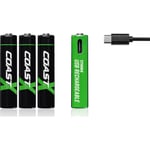 Coast USB-C uppladdningsbart batteri med laddkabel, AAA, 4 st.